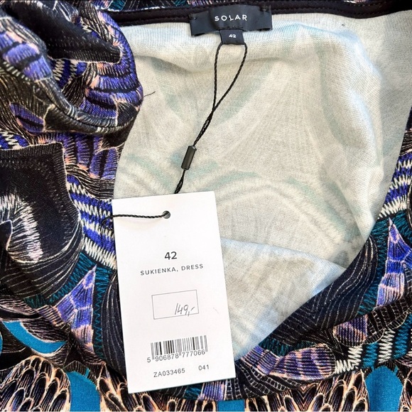 NWT, Solar Multi Pattern and Colorful Long Sleeve Midi Dress, Size 42 (10) - Picture 7 of 8